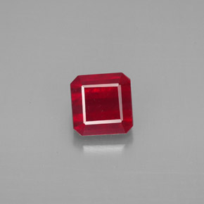 Rubí rojo natural de 1,88 ct, corte esmeralda, SI