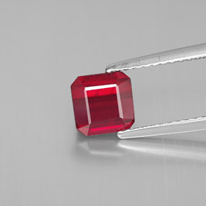 Rubí rojo natural de 1,49 ct, corte esmeralda, SI