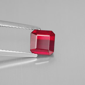 Rubí rojo natural de 1,49 ct, corte esmeralda, SI