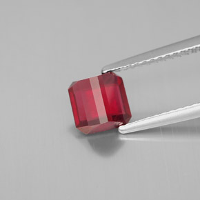 Rubí rojo natural de 1,49 ct, corte esmeralda, SI