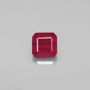 Rubí rojo natural de 1,74 ct, corte esmeralda, SI