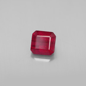 Rubí rojo natural de 1,74 ct, corte esmeralda, SI