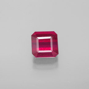 Rubí rojo natural de 1,77 ct, corte esmeralda, SI