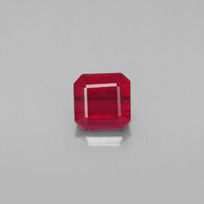 Rubí rojo natural de 1,70 ct, corte esmeralda, SI