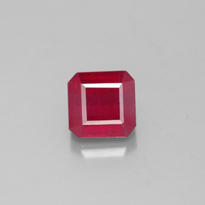 Rubí rojo natural de 1,93 ct, corte esmeralda, SI