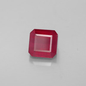 Rubí rojo natural de 1,93 ct, corte esmeralda, SI
