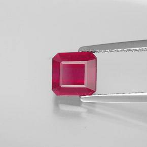 Rubí rojo natural de 1,86 ct, corte esmeralda, SI