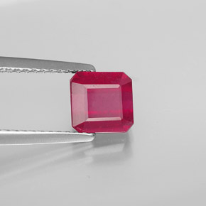 Rubí rojo natural de 1,86 ct, corte esmeralda, SI