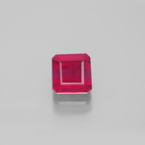 Rubí rojo natural de 1,90 ct, corte esmeralda, SI