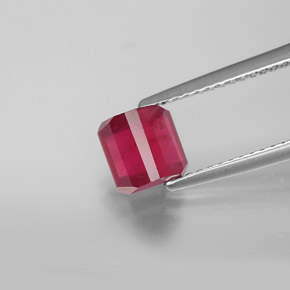 Rubí rojo natural de 1,90 ct, corte esmeralda, SI