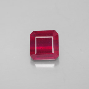 Rubí rojo natural de 1,88 ct, corte esmeralda, SI