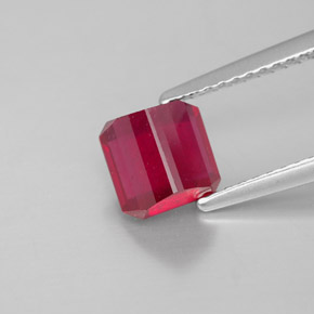 Rubí rojo natural de 1,88 ct, corte esmeralda, SI