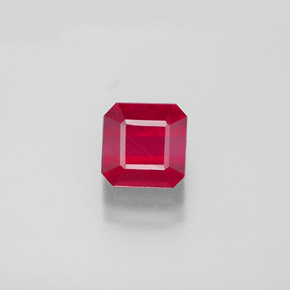 Rubí rojo natural de 1,98 ct, corte esmeralda, SI