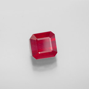 Rubí rojo natural de 1,98 ct, corte esmeralda, SI