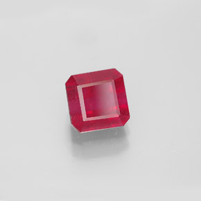 Rubí rojo natural de 1,77 ct, corte esmeralda, SI
