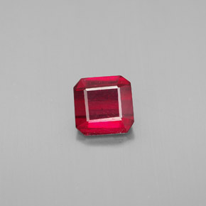 Rubí rojo natural de 1,38 ct, corte esmeralda, SI