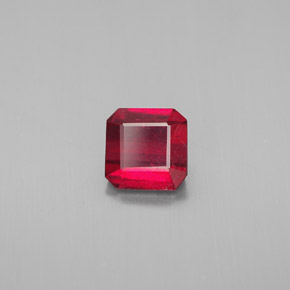 Rubí rojo natural de 1,38 ct, corte esmeralda, SI