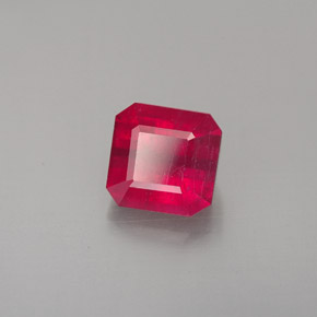 Rubí rojo natural de 1,56 ct, corte esmeralda, SI
