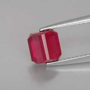 Rubí rojo natural de 1,56 ct, corte esmeralda, SI
