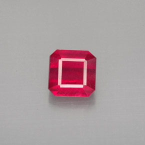 Rubí rojo natural de 1,63 ct, corte esmeralda, SI
