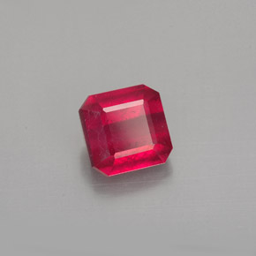 Rubí rojo natural de 1,63 ct, corte esmeralda, SI