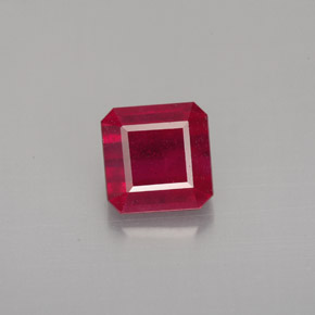 Rubí rojo natural de 1,72 ct, corte esmeralda, SI