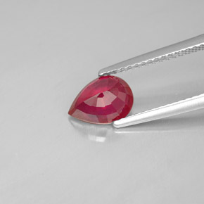Rubí rojo natural de 1,44 ct, en forma de pera, SI