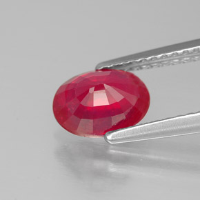 Rubí rojo natural de 1,47 ct, corte óvalo, SI