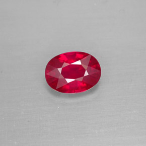 Rubí rojo natural de 1,54 ct, corte óvalo, VS-SI
