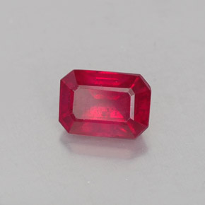 Rubí rojo natural de 1,30 ct, corte esmeralda, VS-SI