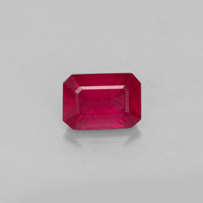Rubí rojo natural de 1,37 ct, corte esmeralda, VS-SI