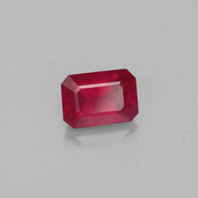 Rubí rojo natural de 1,37 ct, corte esmeralda, VS-SI