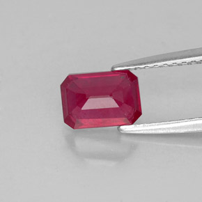 Rubí rojo natural de 1,37 ct, corte esmeralda, VS-SI