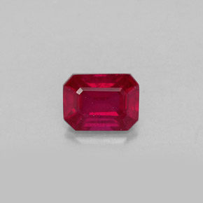 Rubí rojo natural de 1,24 ct, corte esmeralda, SI
