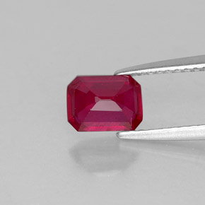 Rubí rojo natural de 1,24 ct, corte esmeralda, SI