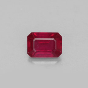 Rubí rojo natural de 1,40 ct, corte esmeralda, SI