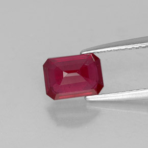 Rubí rojo natural de 1,40 ct, corte esmeralda, SI