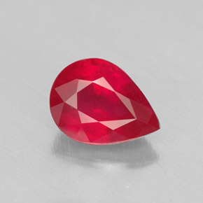 Rubí rojo natural de 1,36 ct, en forma de pera, SI
