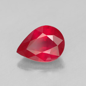 Rubí rojo natural de 1,36 ct, en forma de pera, SI