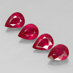 Gemas de rubí rojo natural de  ct, en forma de pera, SI