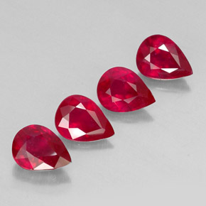 Gemas de rubí rojo natural de  ct, en forma de pera, SI