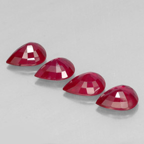 Gemas de rubí rojo natural de  ct, en forma de pera, SI