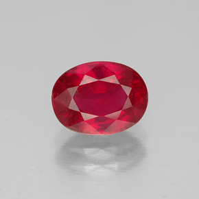 Rubí rojo natural de 1,73 ct, corte óvalo, SI