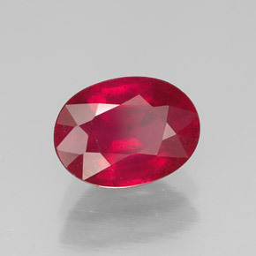 Rubí rojo natural de 1,70 ct, corte óvalo, SI