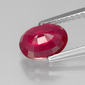 Rubí rojo natural de 1,70 ct, corte óvalo, SI