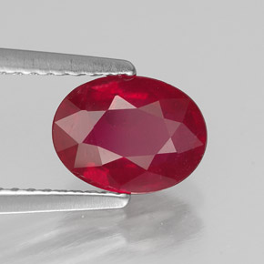 Rubí rojo natural de 1,79 ct, corte óvalo, SI