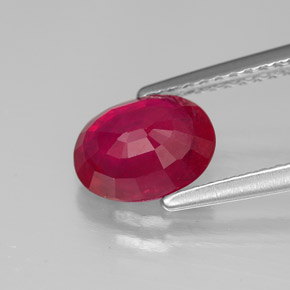 Rubí rojo natural de 1,66 ct, corte óvalo, SI