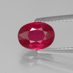 Rubí rojo natural de 1,70 ct, corte óvalo, SI