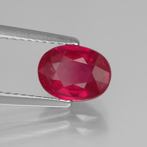 Rubí rojo natural de 1,70 ct, corte óvalo, SI