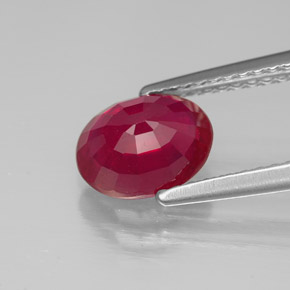 Rubí rojo natural de 1,71 ct, corte óvalo, SI